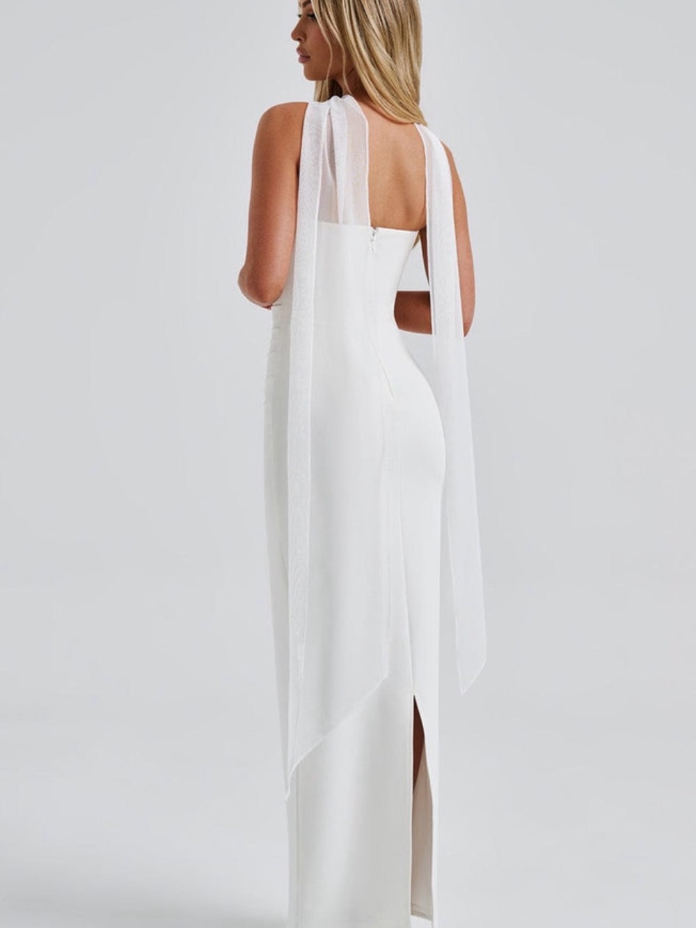 White Strapless Maxi Dress with Built-In Choker - Picture 3 of 5